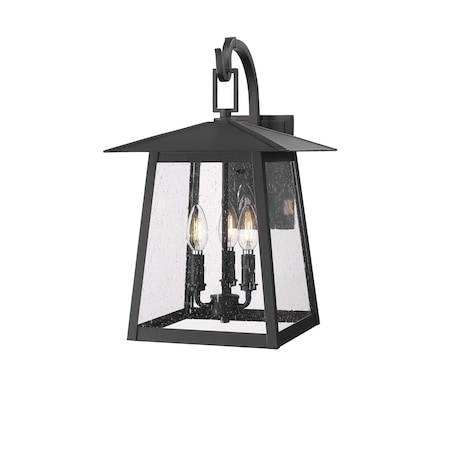Z-Lite Rainer 3 Light Outdoor Wall Light, 11.5in. W x 19in. H, Black 5015M-BK